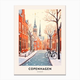 Vintage Winter Travel Poster Copenhagen Denmark 4 Canvas Print