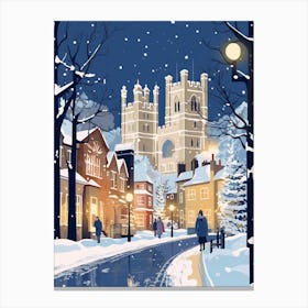 Winter Travel Night Illustration Windsor United Kingdom 4 Canvas Print