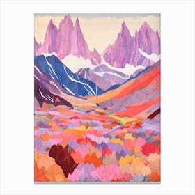Mont Blanc France 1 Colourful Mountain Illustration Canvas Print