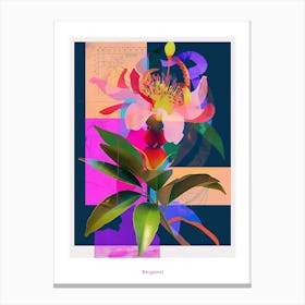 Bergamot 1 Neon Flower Collage Poster Canvas Print