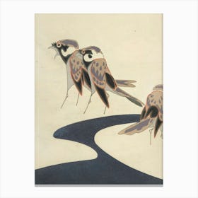 Japanese Ukiyo-E Birds On A Stream Canvas Print