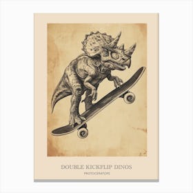 Protoceratops Vintage Dinosaur Poster Canvas Print
