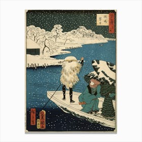 Hashiba Ferry In Snow By Utagawa Hiroshige Ii And Utagawa Kunisada Canvas Print