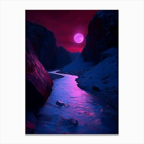 Purple Moon Over A River Canvas Print