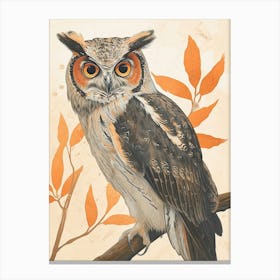 Oriental Bay Owl Vintage Illustration 1 Canvas Print