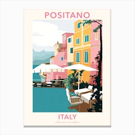 Positano, Italy, Flat Pastels Tones Illustration 4 Poster Canvas Print