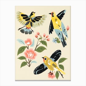 Folk Style Bird Painting American Goldfinch 2 Canvas Print