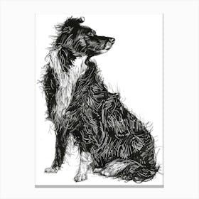 Border Collie Dog Line Sketch 3 Canvas Print