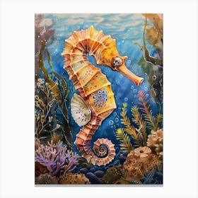 Seahorse Pastel Watercolour 3 Canvas Print