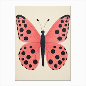 Pink Polka Dot Butterfly Canvas Print