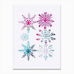 Snowflakes In The Snow,  Snowflakes Minimal Line Drawing 1 Canvas Print