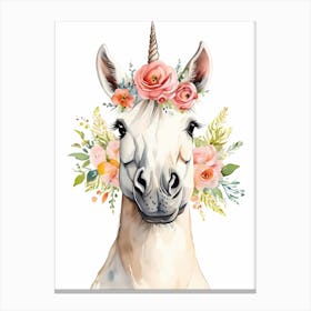 Baby Unicorn Flower Crown Bowties Woodland Animal Nursery Decor (14) Canvas Print