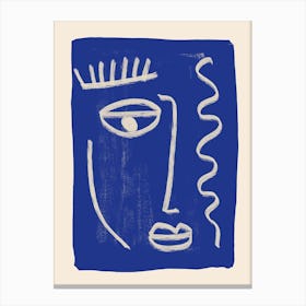 Abstract Face 23 Cobalt Blue Canvas Print