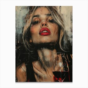 Woman With Red Wine Canvas Print