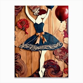 Ballerina Wood Collage Canvas Print
