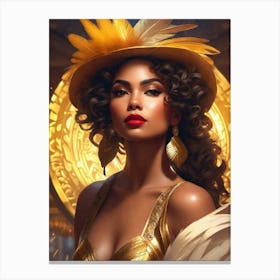 Pretty Mexican Woman in Yellow Canvas Print