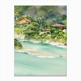 Dominical Costa Rica Watercolour Tropical Destination Canvas Print