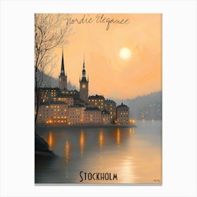 World'S Elegance Stockholm, minimalist soft tones palette, watercolor poster Canvas Print