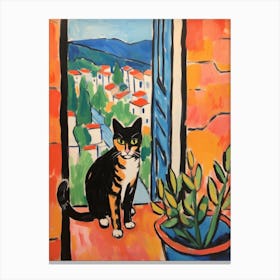 Painting Of A Cat In Pienza Italy 3 Canvas Print