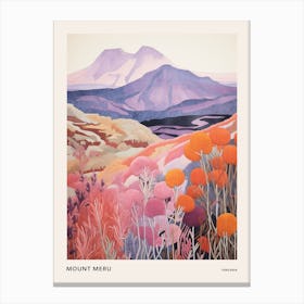 Mount Meru Tanzania Colourful Mountain Illustration Poster Canvas Print