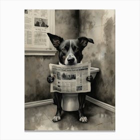 Dog Reading Newspaper Canvas Print