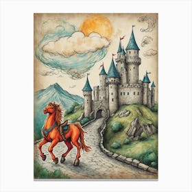 Horse In A Castle Canvas Print