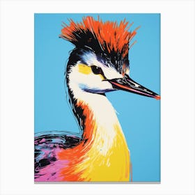 Andy Warhol Style Bird Grebe 3 Canvas Print