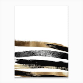 Abstract Gold And Black Brush Strokes 2 Canvas Print