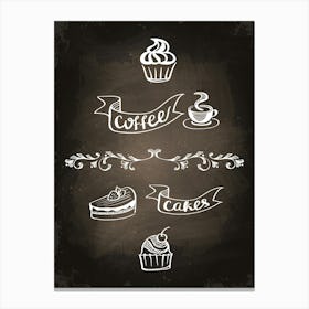 Chalkboard — Coffee poster, kitchen print, lettering 1 Canvas Print