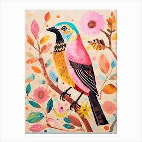 Pink Scandi House Sparrow 2 Canvas Print