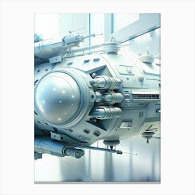 A Detailed Close Up View Of The Rear Section Of A Futuristic Spaceship, Showcasing Engines And Intricate Design Elements Canvas Print