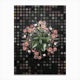 Vintage Common Ivy Flower Wreath on Dot Bokeh Pattern n.0539 Canvas Print