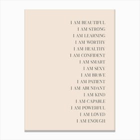 Affirmations for Women Canvas Print