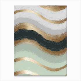 Gold Wavy Stripes Canvas Print