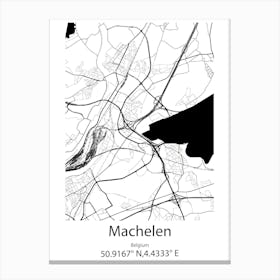 Machelen,Belgium Minimalist Map Canvas Print