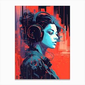 Girl With Headphones 2 Canvas Print