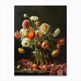 Baroque Floral Still Life Ranunculus 4 Canvas Print
