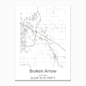 Broken Arrow,United States Minimalist Map Canvas Print