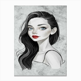 Dibujo A Mano Alzada, Se Destaca Labios Rojos Canvas Print