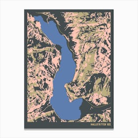 Hallstätter See Lake Hallstatt Austria Hillshade Topographic Map Canvas Print