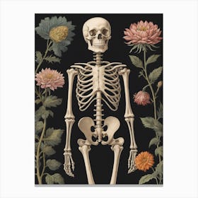 Botanical Skeleton Vintage Flowers Painting (12) Canvas Print
