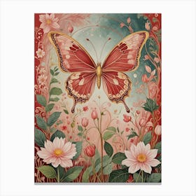 Red Butterfly In The Garden Canvas Print