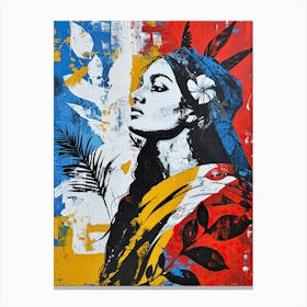 Woman With Feathers, Pop-Up Series Canvas Print