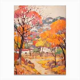 Autumn City Park Painting Hangang Park Seoul 4 Canvas Print