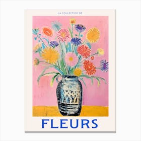 French Flower Poster Scabiosa Canvas Print