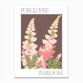 Foxgloves In Bloom Flowers Bold Illustration 4 Canvas Print