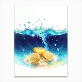 Water Splashing Lemons Canvas Print