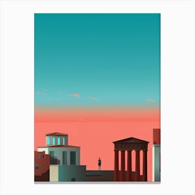 Athens At Sunset Canvas Print