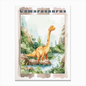 Cute Watercolour Of A Camarasaurus Dinosaur 3 Poster Canvas Print