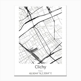 Clichy,France Minimalist Map Canvas Print